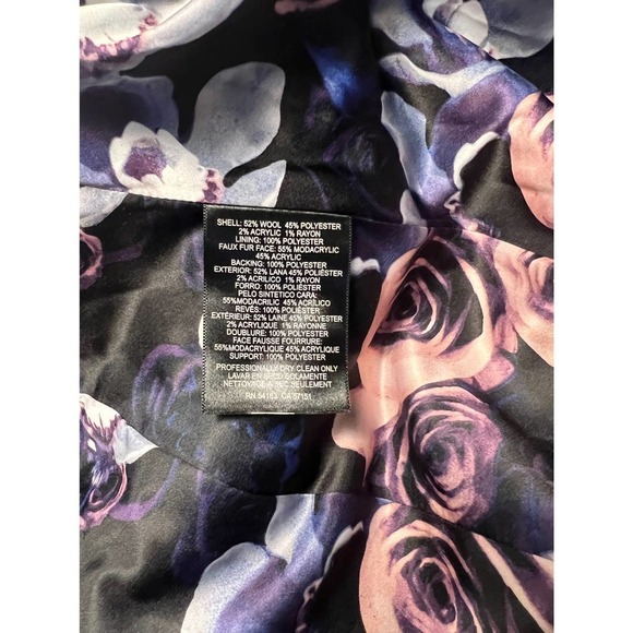 Eliza J - Belted Brushed Wool Blend with Faux Fur Trim - Size 10 - Picture 8 of 8